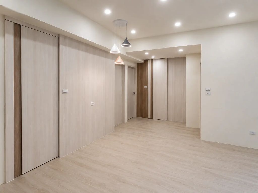 廊道與室內門片木紋全景